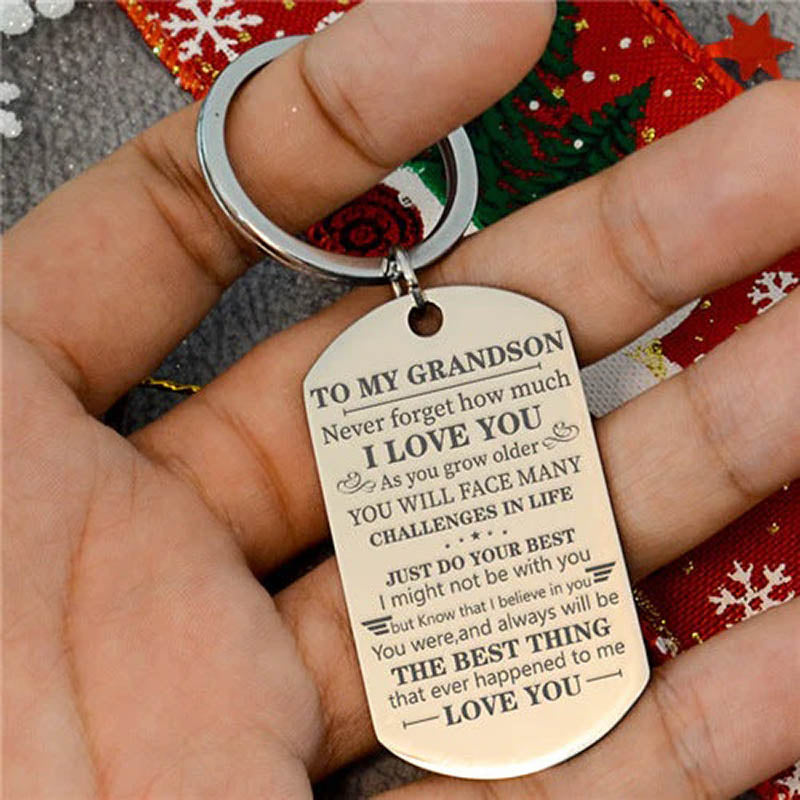 To My Grandson - Just Do Your Best - Inspirational Keychain – Voowow