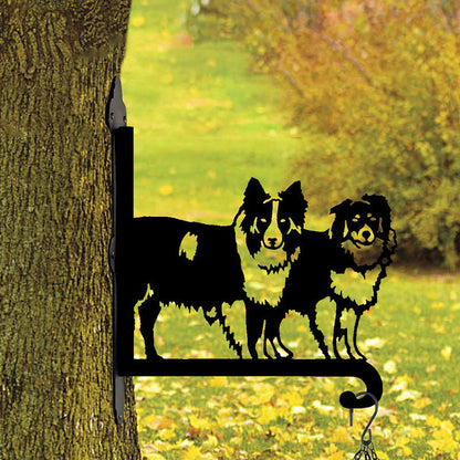 Two Border Collies Metal Hanging Bracket Plant Stand PS001