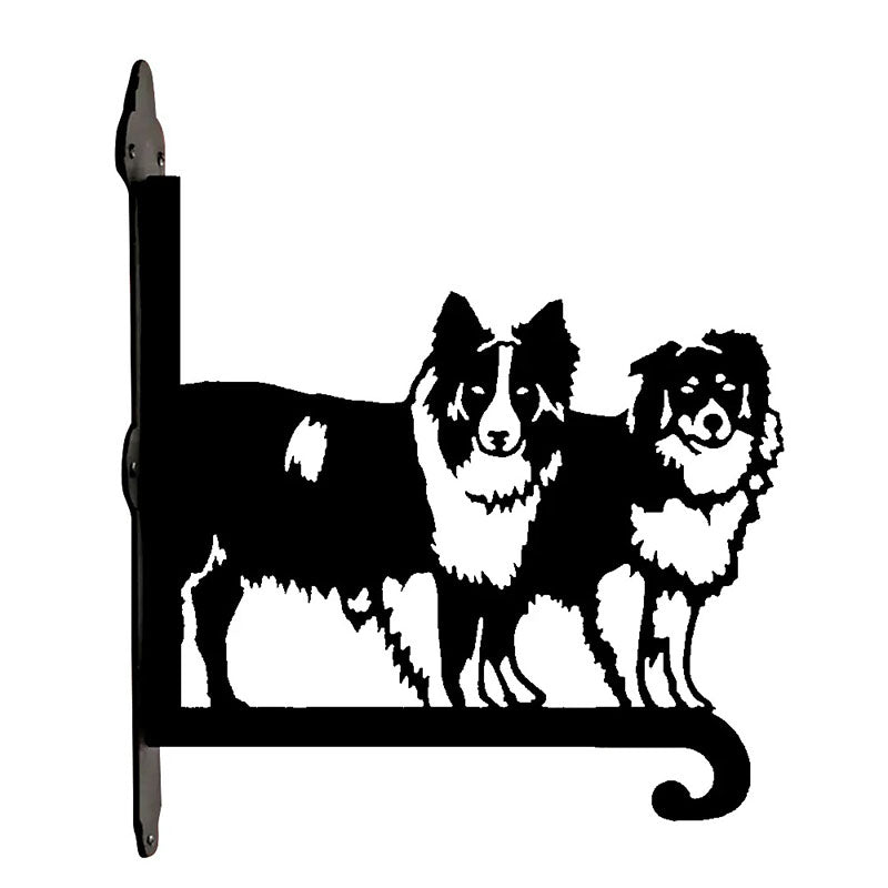 Two Border Collies Metal Hanging Bracket Plant Stand PS001