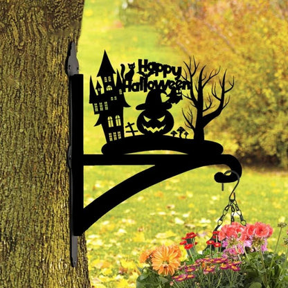 Happy Halloween Pumpkin Metal Hanging Bracket Plant Stand PS146