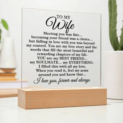 To My Wife - Meeting You Was Fate - Acrylic Plaque