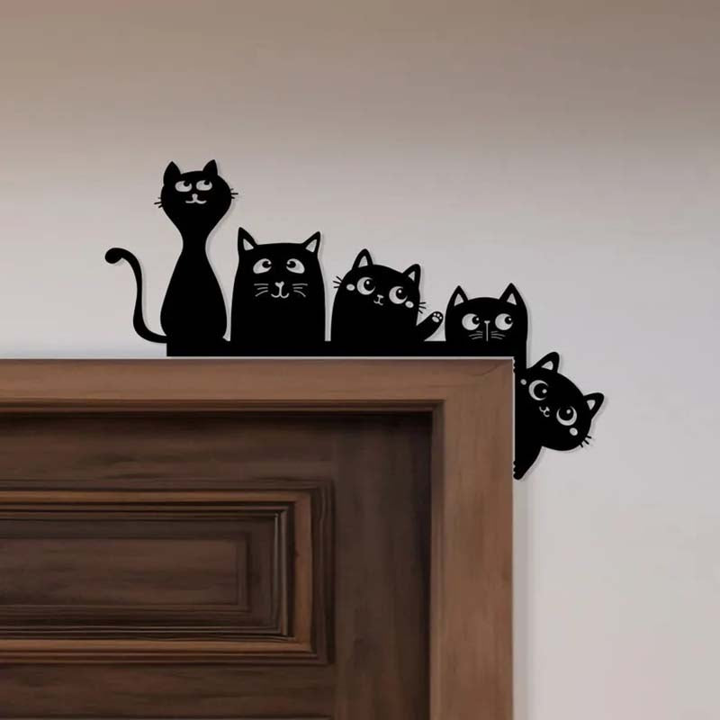 Metal Adorable Cat Door Topper