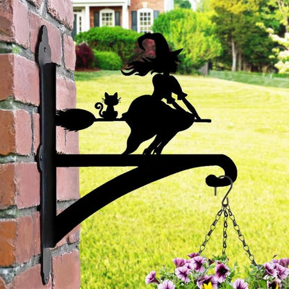 Witch on Broomstick Metal Hanging Bracket Plant Stand PS149