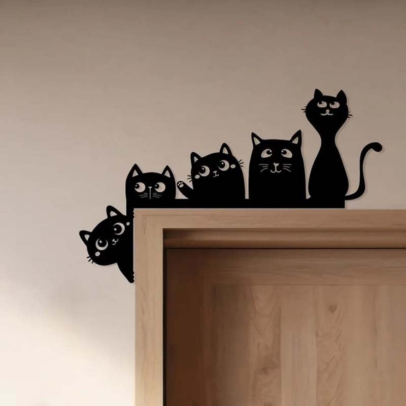 Metal Adorable Cat Door Topper