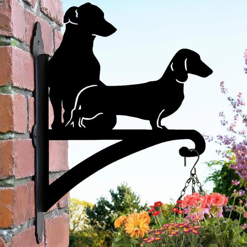 Dachshund Dog & Jack Russell Metal Hanging Bracket Plant Stand PS082