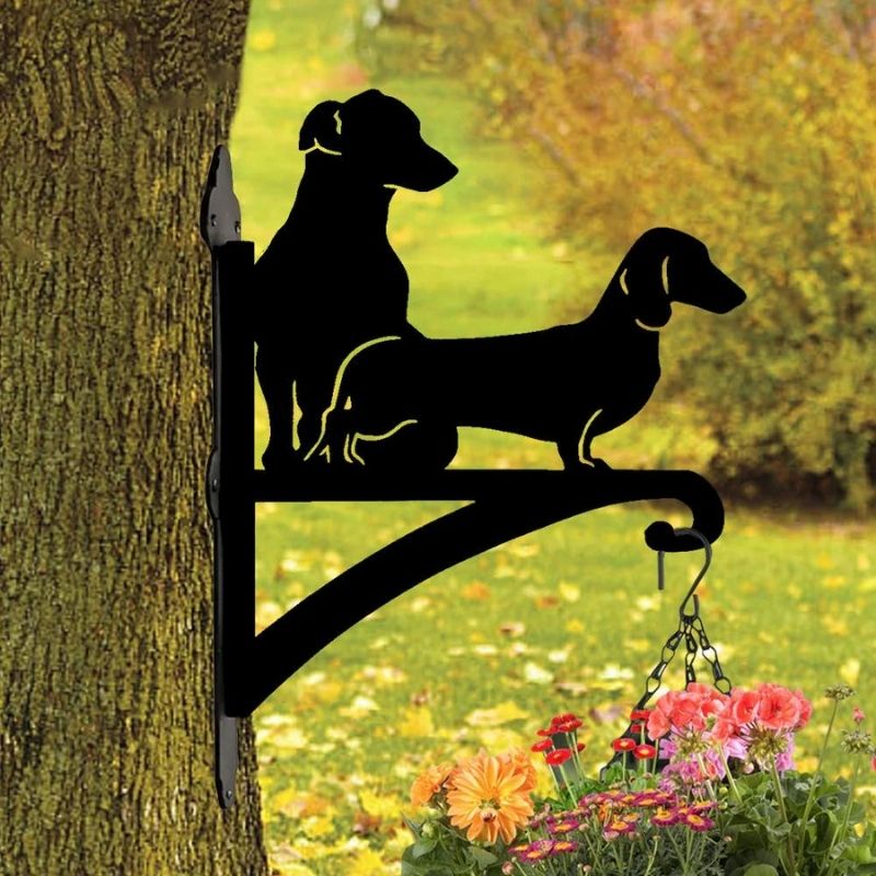 Dachshund Dog & Jack Russell Metal Hanging Bracket Plant Stand PS082