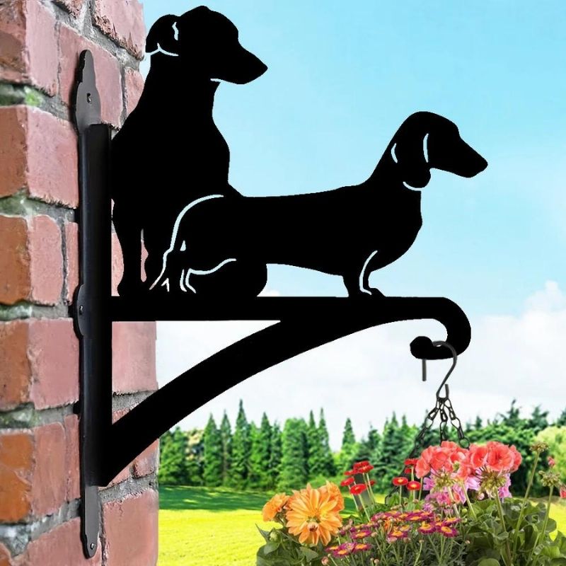 Dachshund Dog & Jack Russell Metal Hanging Bracket Plant Stand PS082