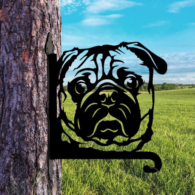 Pug Face Metal Hanging Bracket Plant Stand PS016