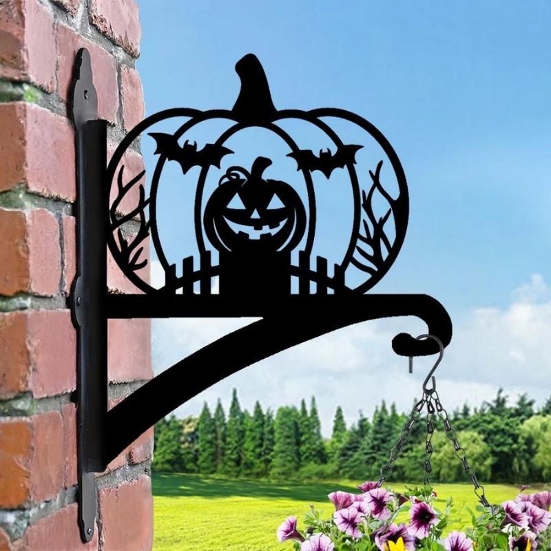 Halloween Pumpkin Metal Hanging Bracket Plant Stand PS167