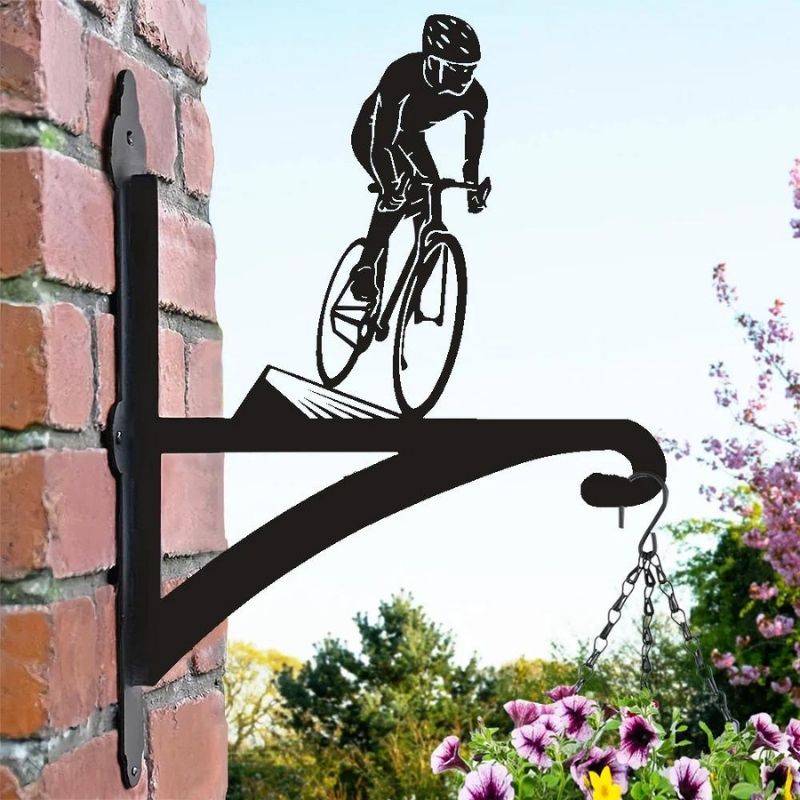 Cyclist Metal Hanging Bracket Plant Stand PS068