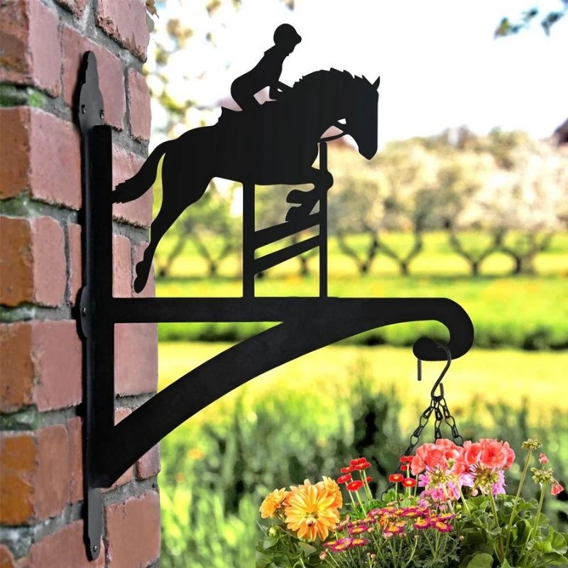 Showjumping Horse Metal Hanging Bracket Plant Stand PS069