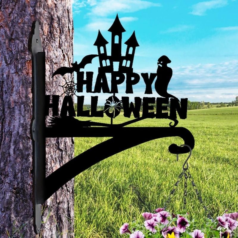 Happy Halloween Metal Hanging Bracket Plant Stand PS156