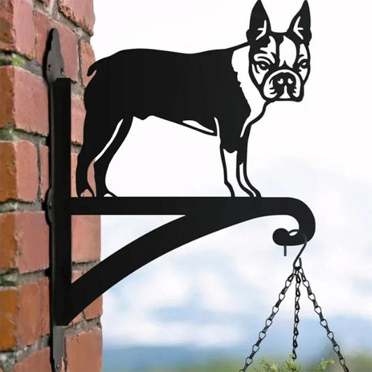 Boston Terrier Detailed Metal Hanging Bracket Plant Stand PS090