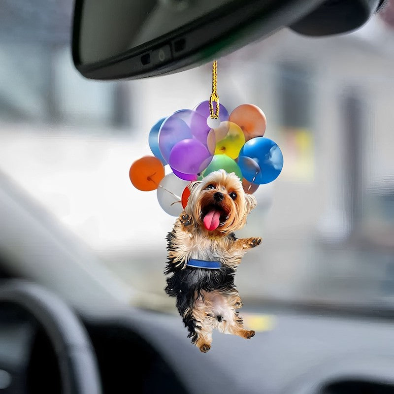 Yorkshire Terrier Fly With Bubbles Car Hanging Ornament BC011