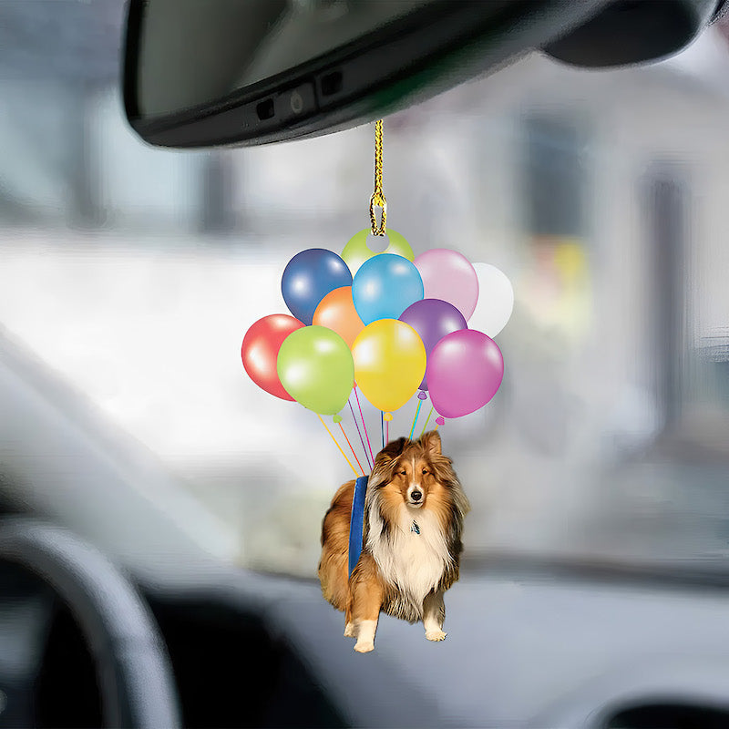 Shetland Sheepdog Fly With Bubbles Car Hanging Ornament BC034