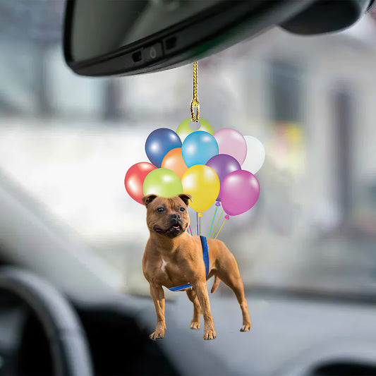 Staffordshire Bull Terrier Fly With Bubbles Car Hanging Ornament BC050