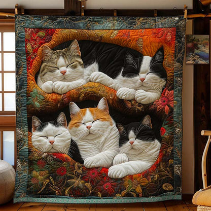 Cute Lazy Cats Blanket - D252 - Premium Blanket