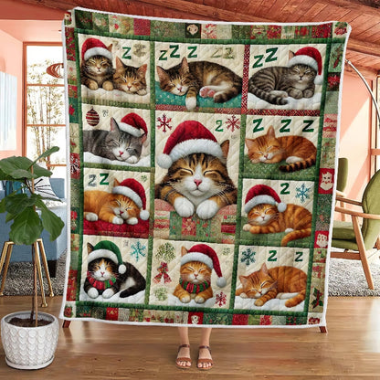 Christmas Sleeping Cat Blanket - D268 - Premium Blanket