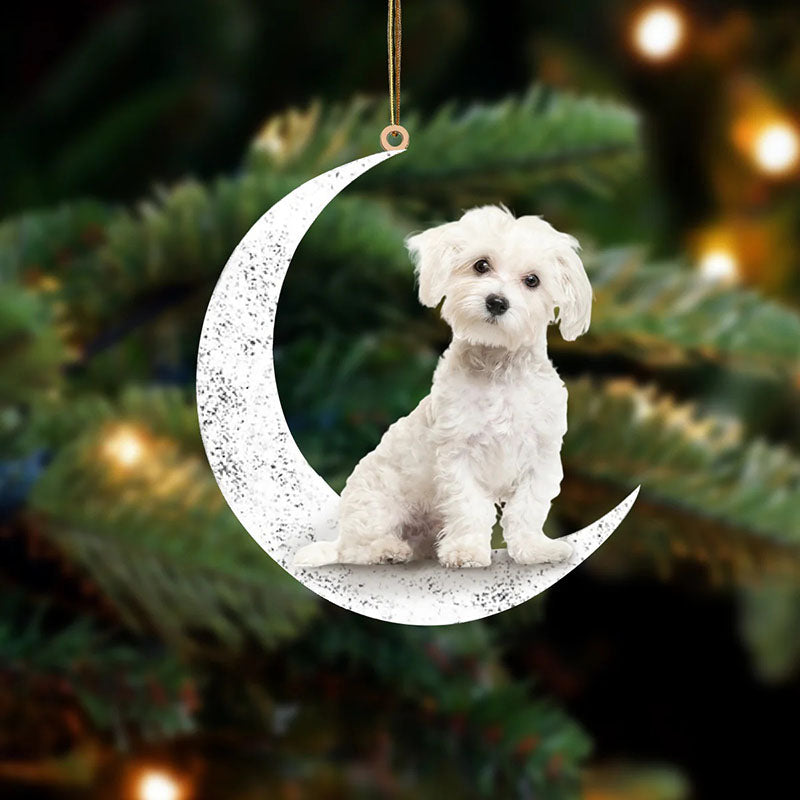 Maltese Sit On The Moon Ornament MO002