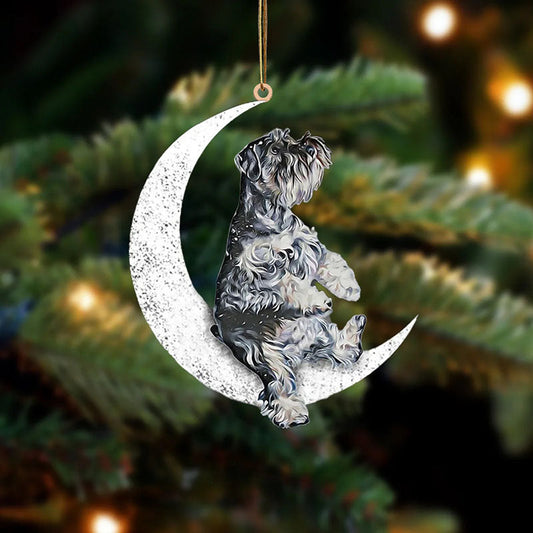 Schnauzer Sit On The Moon Ornament MO009