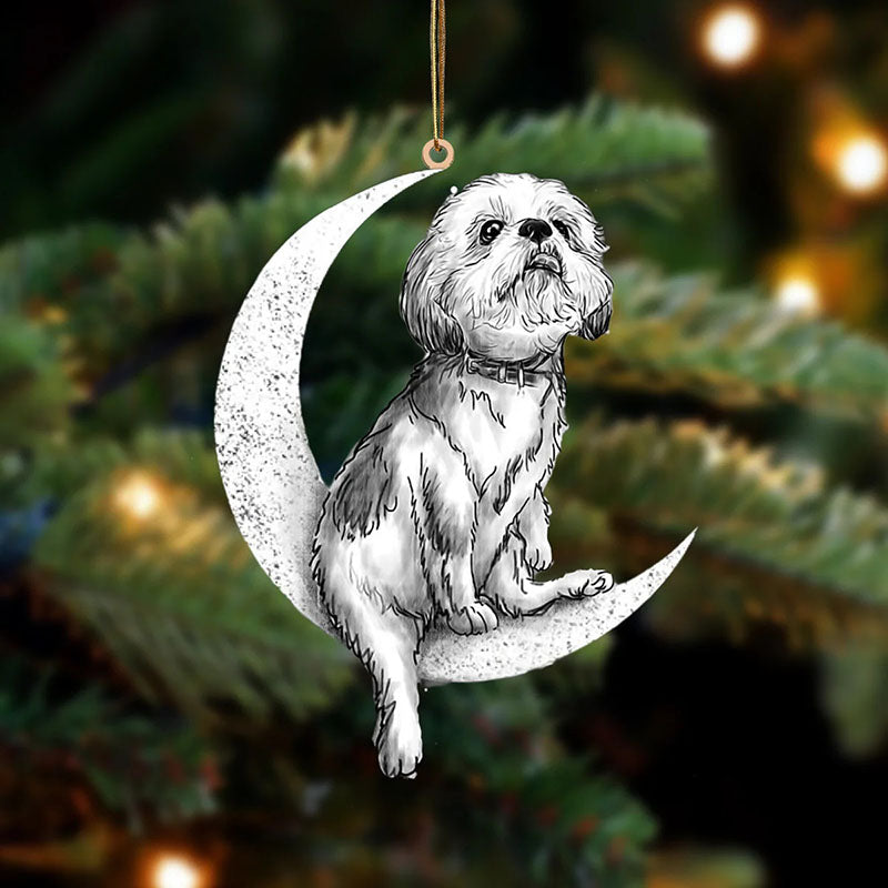 Shih Tzu Sit On The Moon Ornament MO011