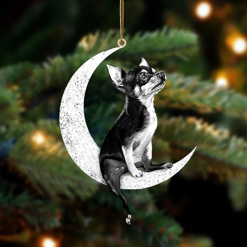 Chihuahua Sit On The Moon Ornament MO032