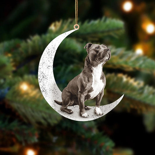 Staffordshire Bull Terrier Sit On The Moon Ornament MO033