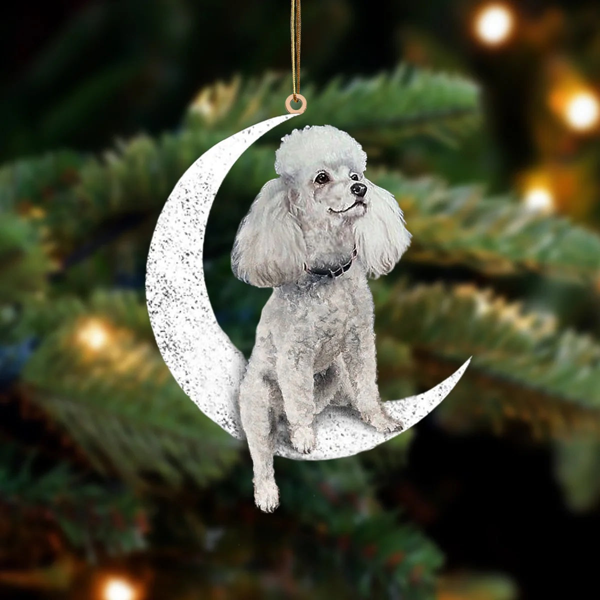 Poodle Sit On The Moon Ornament MO042