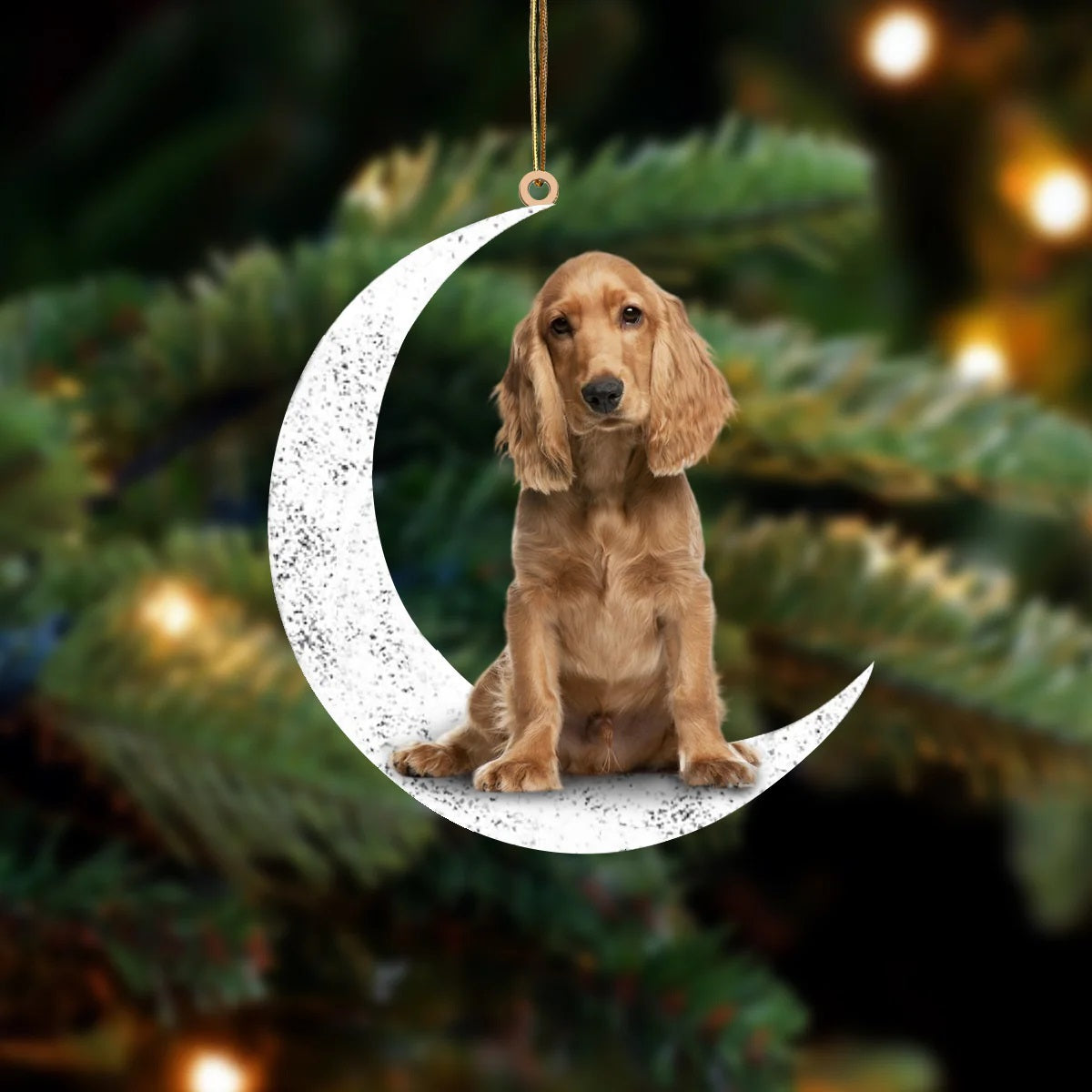 Cocker Spaniel Sit On The Moon Ornament MO047