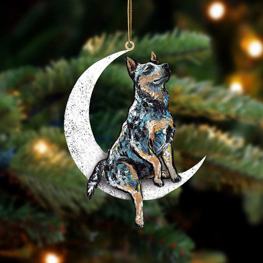 Heeler Sit On The Moon Ornament MO055