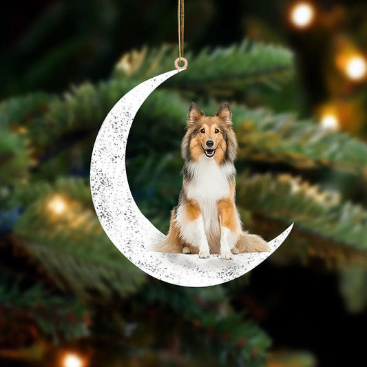 Shetland Sheepdog Sit On The Moon Ornament MO072