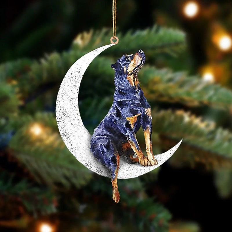 Rottweiler Sit On The Moon Ornament MO108