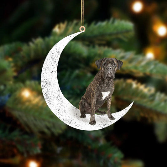 Brown Cane Corso Sit On The Moon Ornament MO126