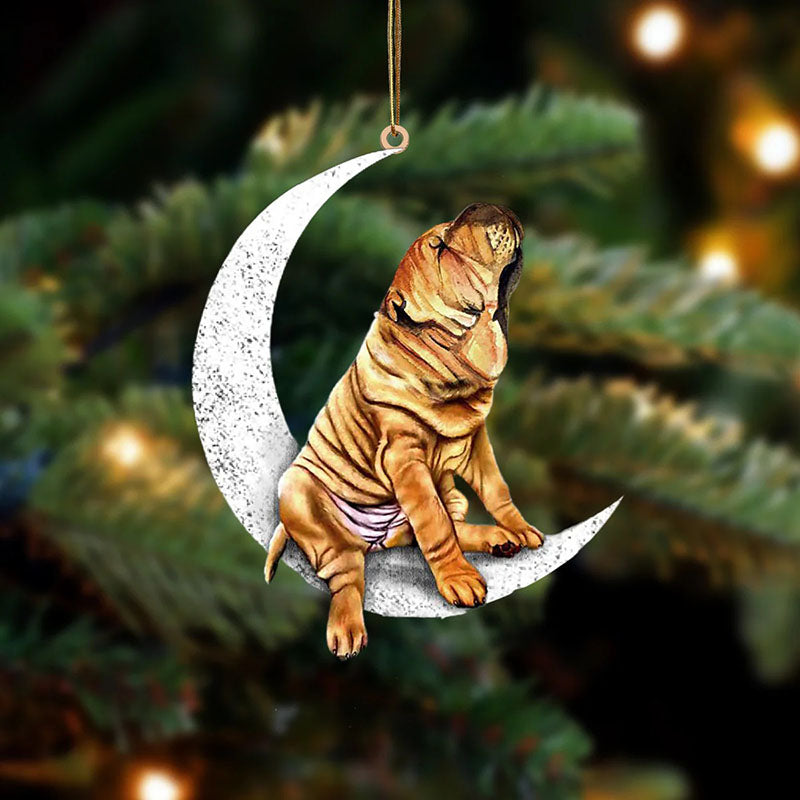 Shar Pei Sit On The Moon Ornament MO129