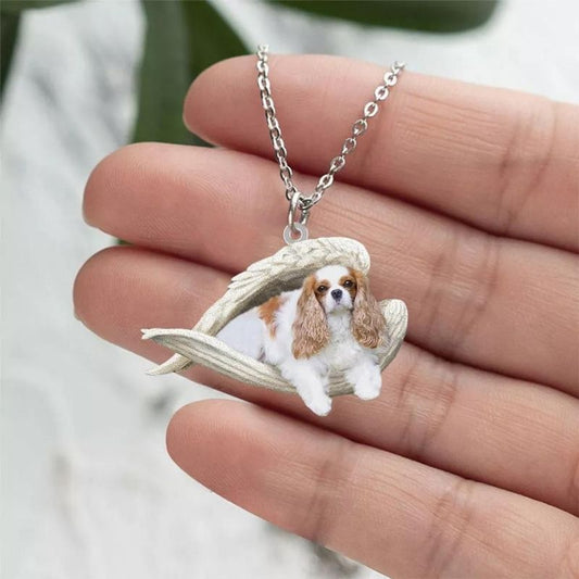 Cavalier King Charles Spaniel Sleeping Angel Stainless Steel Necklace SN046