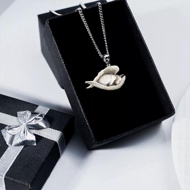 Bull Terrier Sleeping Angel Stainless Steel Necklace SN048