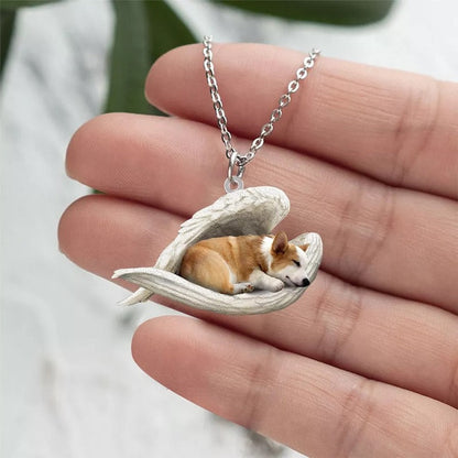 Corgi Sleeping Angel Stainless Steel Necklace SN068