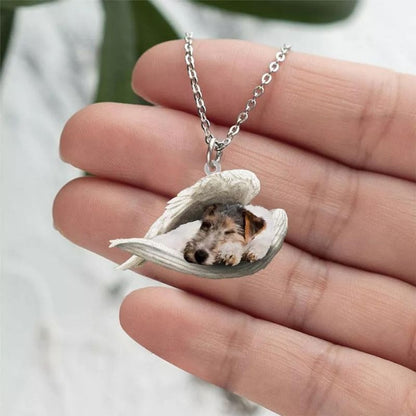 Fox Terrier Sleeping Angel Stainless Steel Necklace SN092