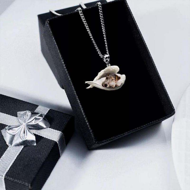 Fox Terrier Sleeping Angel Stainless Steel Necklace SN092