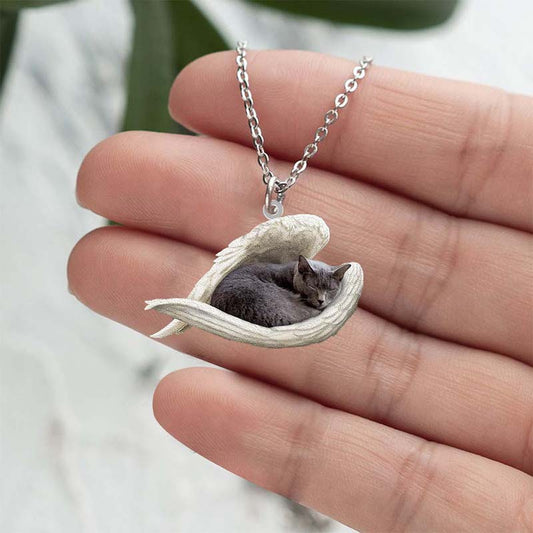 Chartreux Cat Sleeping Angel Stainless Steel Necklace SN165