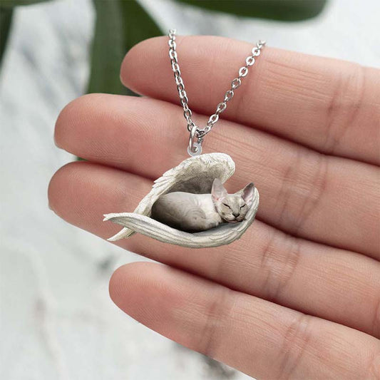 Devon Rex Cat Sleeping Angel Stainless Steel Necklace SN183