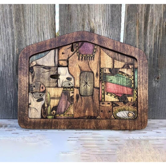 Nativity Puzzle With Wood Burned Design Wooden Jesus Puzzles Set Jigsaw Game