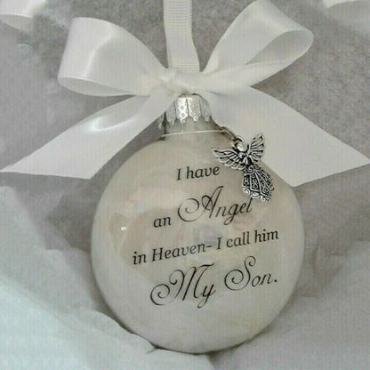 Christmas Ornaments Feather Ball - Angel In Heaven Memorial Ornament