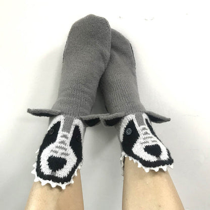 Wolf Knitted Warm 3D Floor Socks