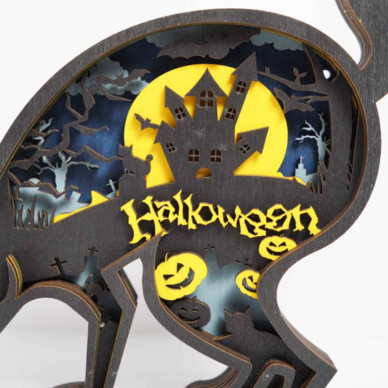 Halloween Black Cat Carving Handcraft Gift