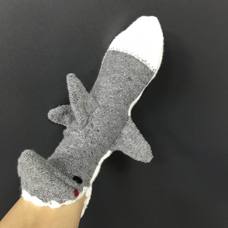 White-billed Shark Knitted Warm 3D Floor Socks