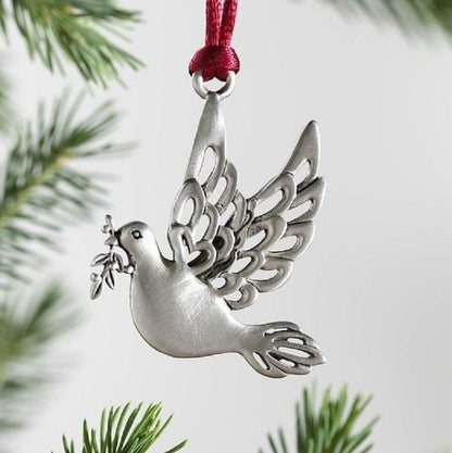 SOLID PEWTER CHRISTMAS TREE ORNAMENT