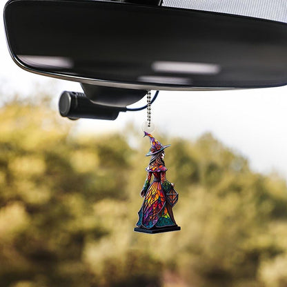 Witch Glass Painted Pendant Car Hang Ornament