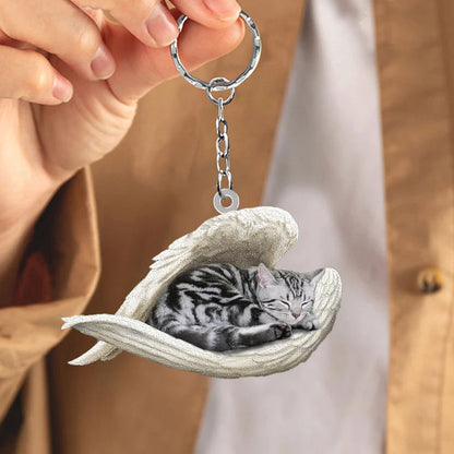 Sleeping Angel Acrylic Keychain American Shorthair Cat