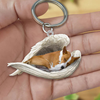 Sleeping Angel Acrylic Keychain Basenji